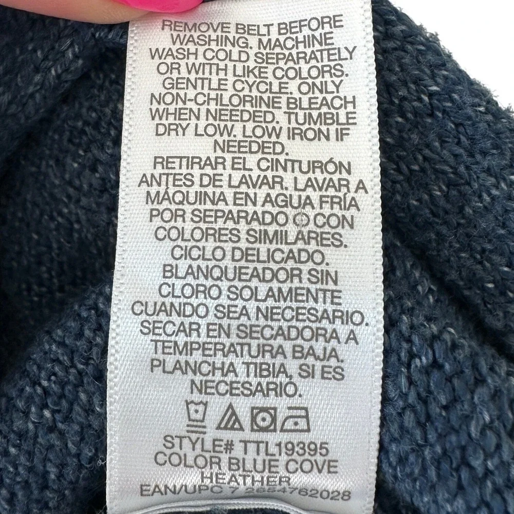 Time and Tru Blue Cove Heather Sleeveless Belted Long Cardigan Sweater XL Y2K